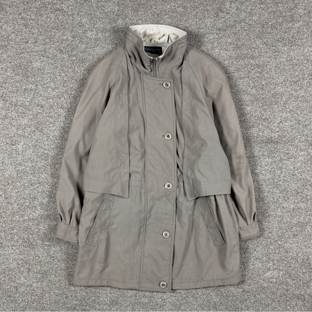 Vintage Forecaster Taupe Short Trench Coat Women’s M Removable Liner Funnel Neck